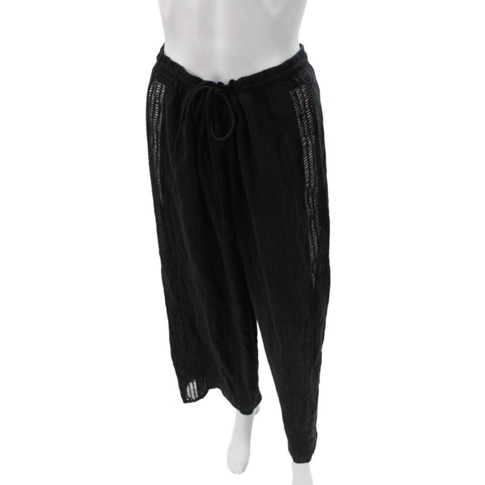 Robin Piccone Women Harem Pants Black Cotton Drawstring Beach Size S
